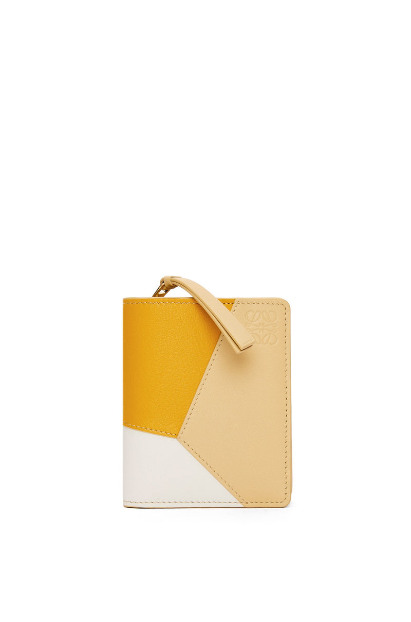 Puzzle compact zip wallet in classic calfskin