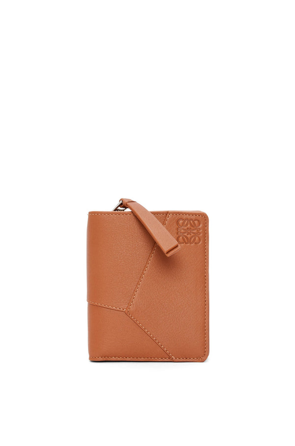 Puzzle compact wallet in classic calfskin