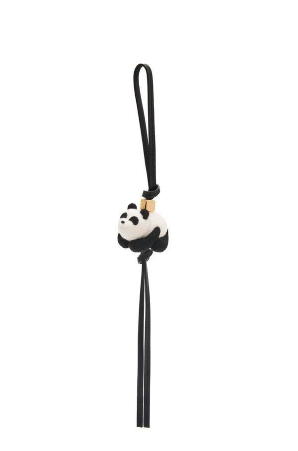 Panda charm in felt and calfskin