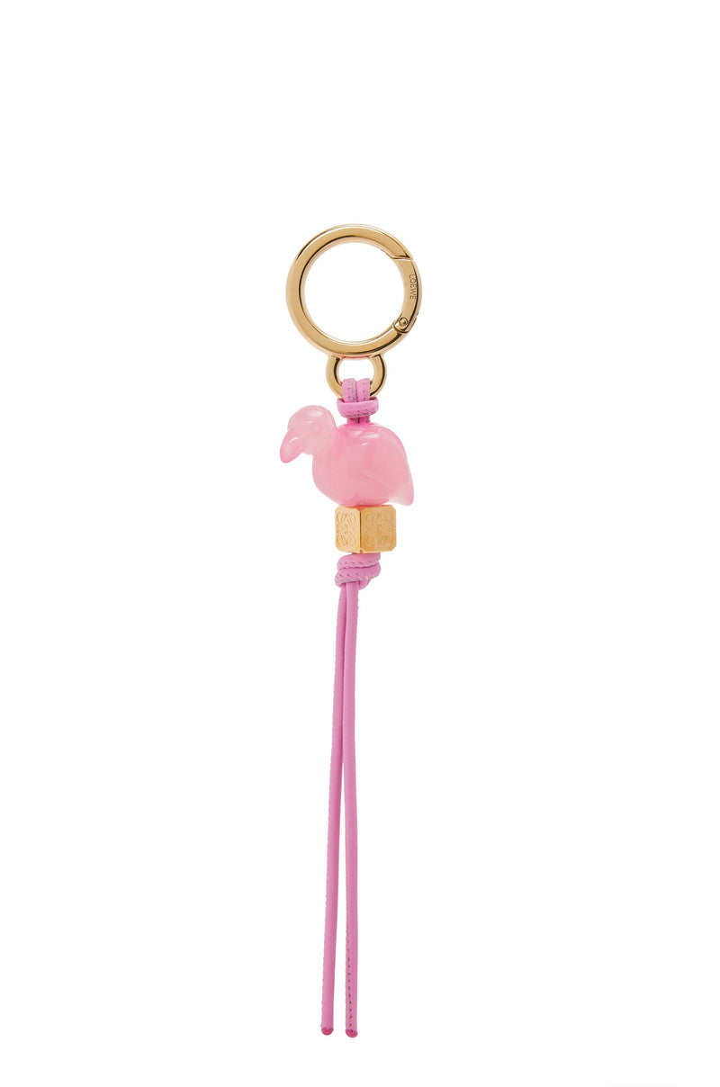 Flamingo charm in acetate and classic calfskin