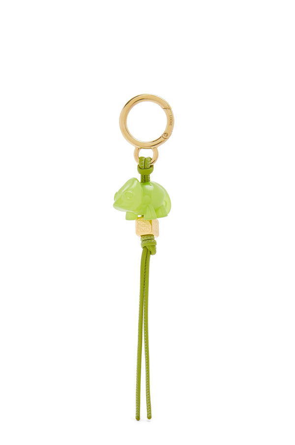 Chameleon charm in acetate and classic calfskin