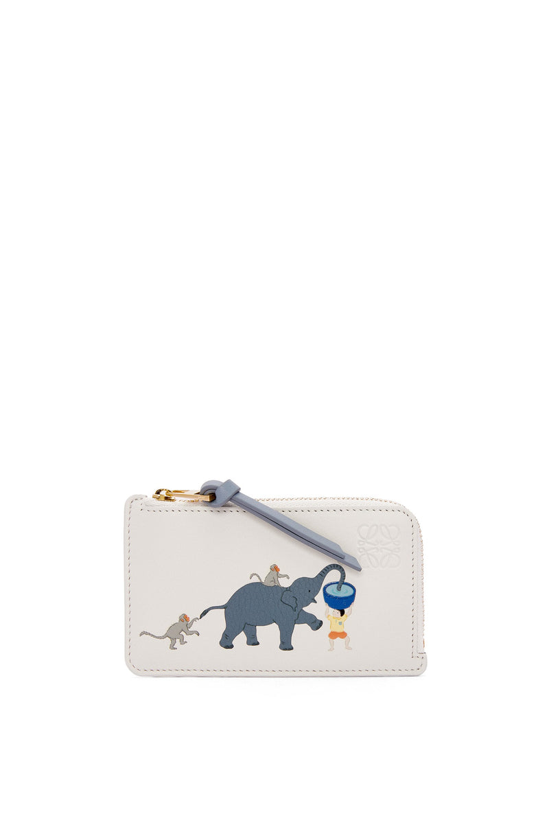 Elephant coin cardholder in satin calfskin