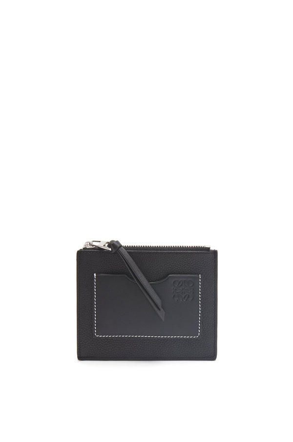 Large coin cardholder in soft grained calfskin