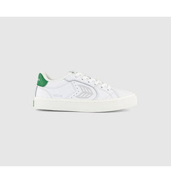 CARIUMA Womens Salvas Premium Leather Trainers White Ice And Green