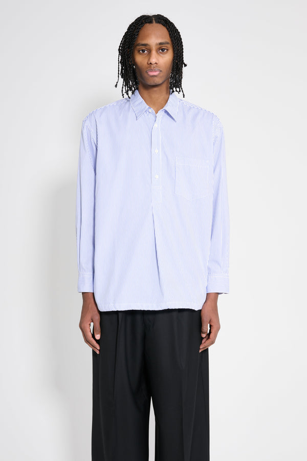 Comme des Garçons Homme Cotton Stripe Half Button Up Shirt Blue  White