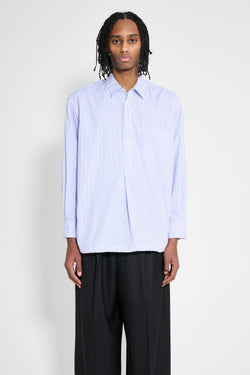 Comme des Garçons Homme Cotton Stripe Half Button Up Shirt Blue White