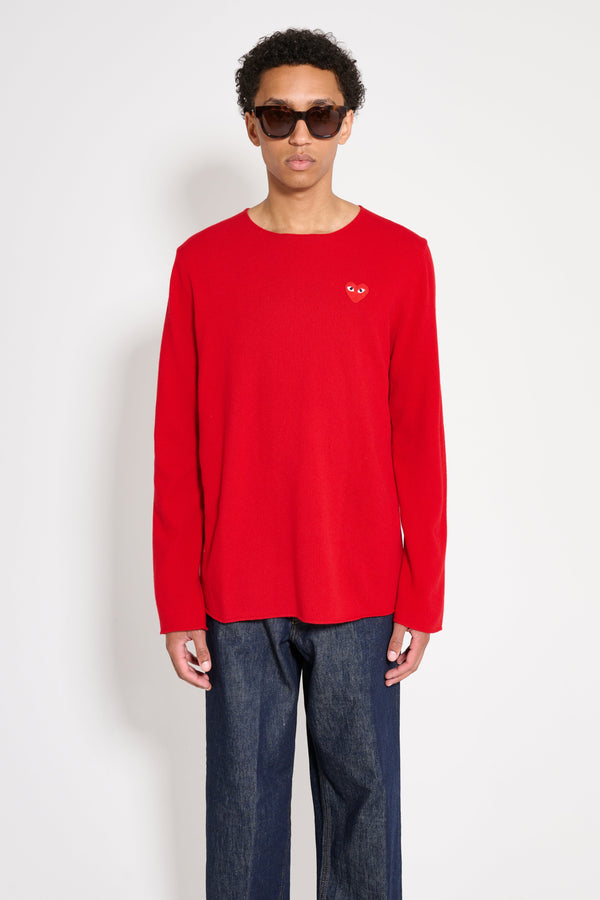 Comme des Garçons Play Small Heart Knitted Sweater Red