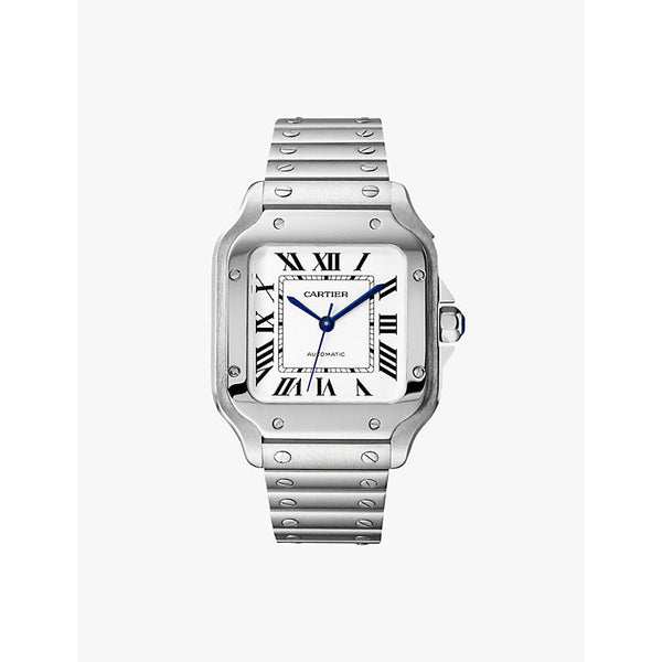 CRWSSA0029 Santos de Cartier medium stainless-steel and leather watch