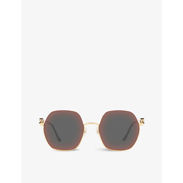 CT0267S Panthère de Cartier round-frame metal and acetate sunglasses | LYBSTORE