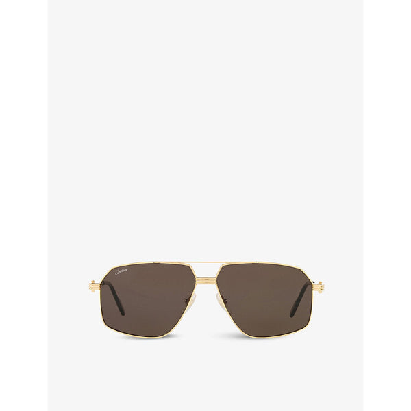 CT0270S Première de Cartier pilot-frame metal and acetate sunglasses | LYBSTORE