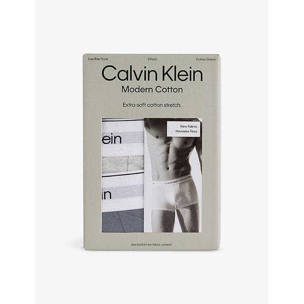 Calvin Klein Branded-Waistband Pack of Three Stretch-Cotton Trunks