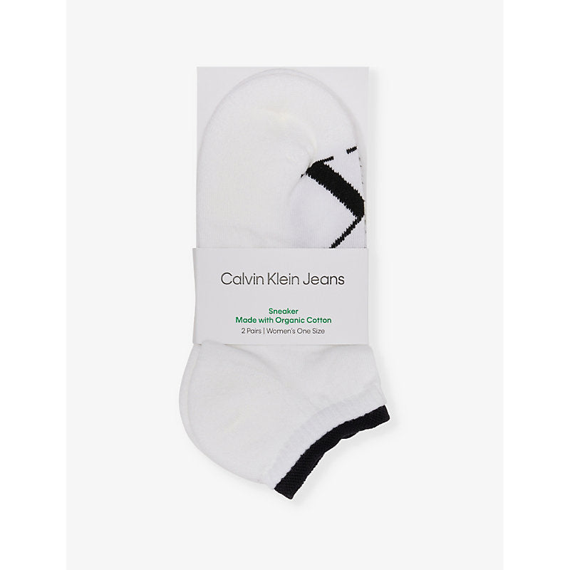 Calvin Klein Branded low-cut pack of two stretch cotton-blend knitted socks | LYBSTORE