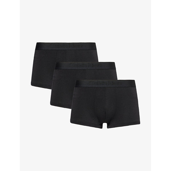 Mens Calvin Klein Branded-waistband low-rise pack of three stretch-jersey trunks