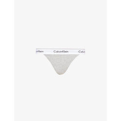 Calvin Klein Branded-waistband mid-rise cotton-blend thong | LYBSTORE