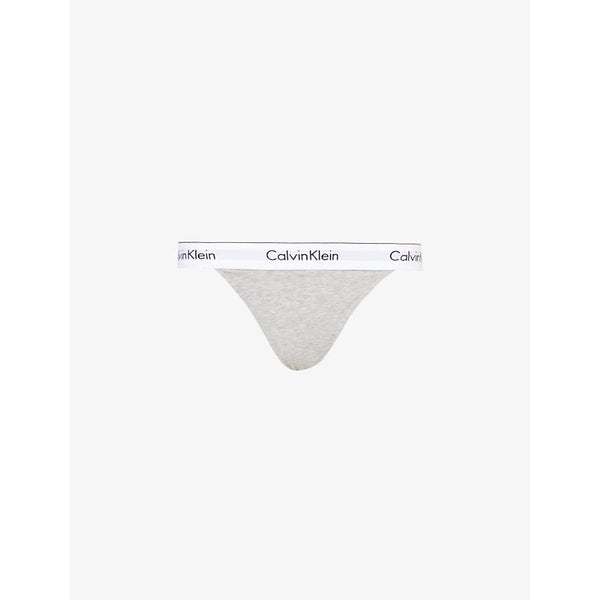 Calvin Klein Branded-waistband mid-rise cotton-blend thong | LYBSTORE