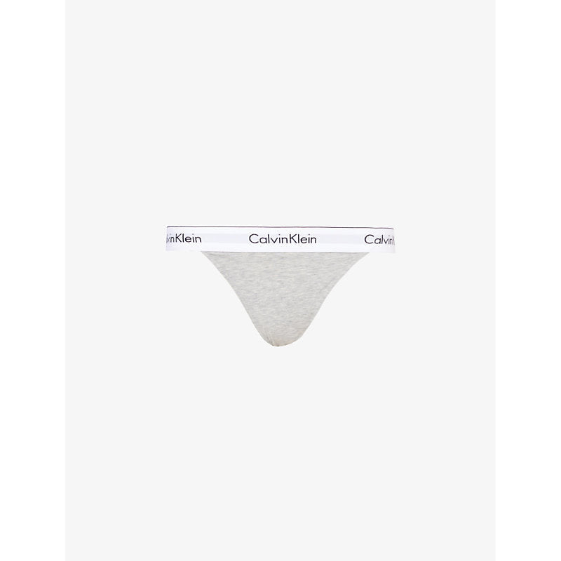 Calvin Klein Branded-waistband mid-rise cotton-blend thong | LYBSTORE