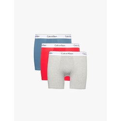 Calvin Klein Branded-waistband pack of three stretch-cotton boxer briefs | LYBSTORE