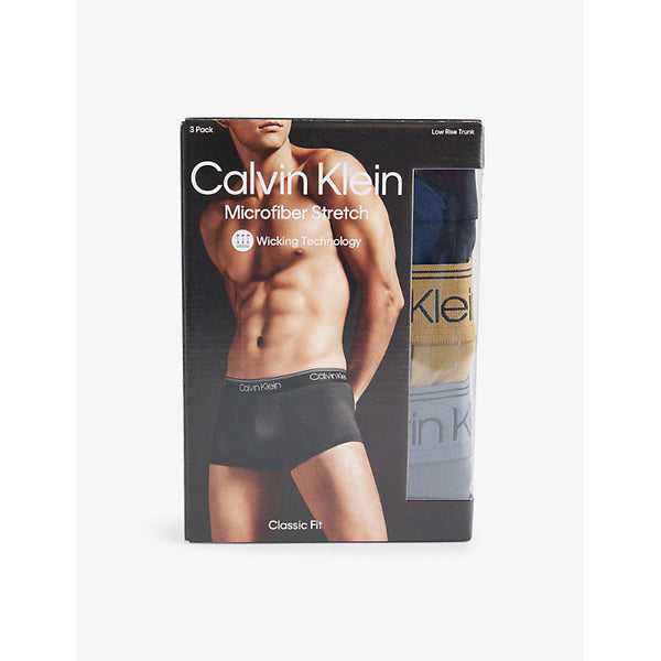 Calvin Klein Branded-waistband pack of three stretch-woven trunks