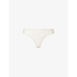 Calvin Klein Comfort mid-rise lace-embroidered stretch-lace thong | LYBSTORE