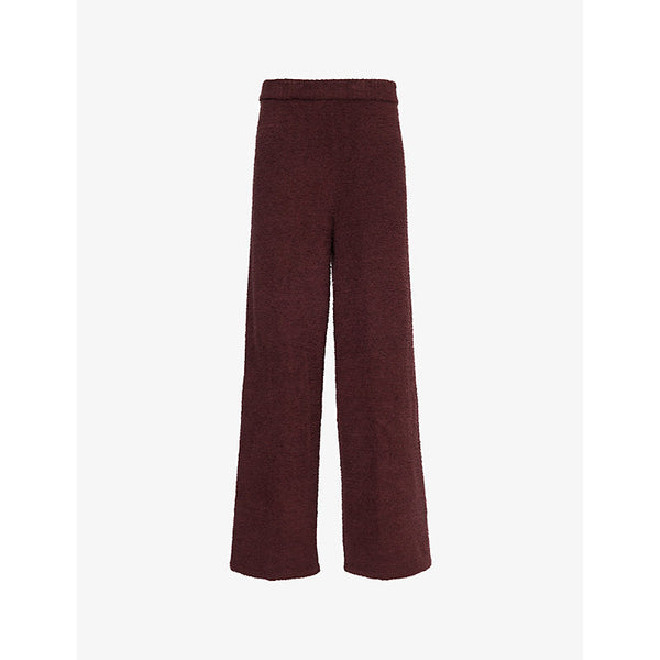 Womens Calvin Klein Elasticated-waistband wide-leg mid-rise fleece trousers