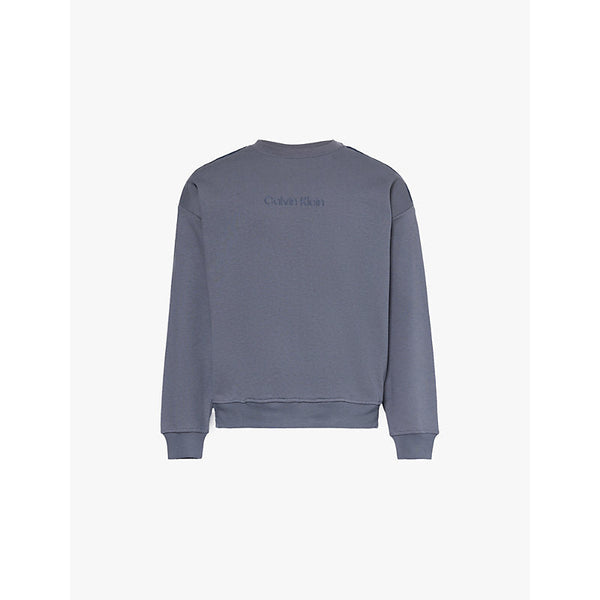 Calvin Klein Embroidered-branded crewneck cotton-jersey sweatshirt