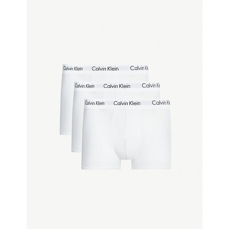 Calvin Klein Logo-detail slim-fit pack of three stretch-cotton trunks