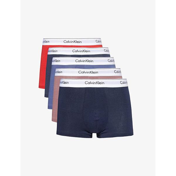 Calvin Klein Logo-waistband pack of five stretch-cotton trunks | LYBSTORE