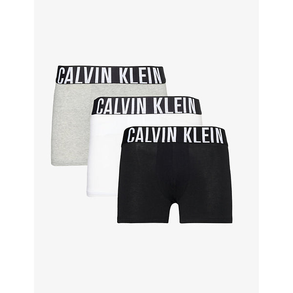 Calvin Klein Logo-waistband pack of three recycled cotton-blend trunks