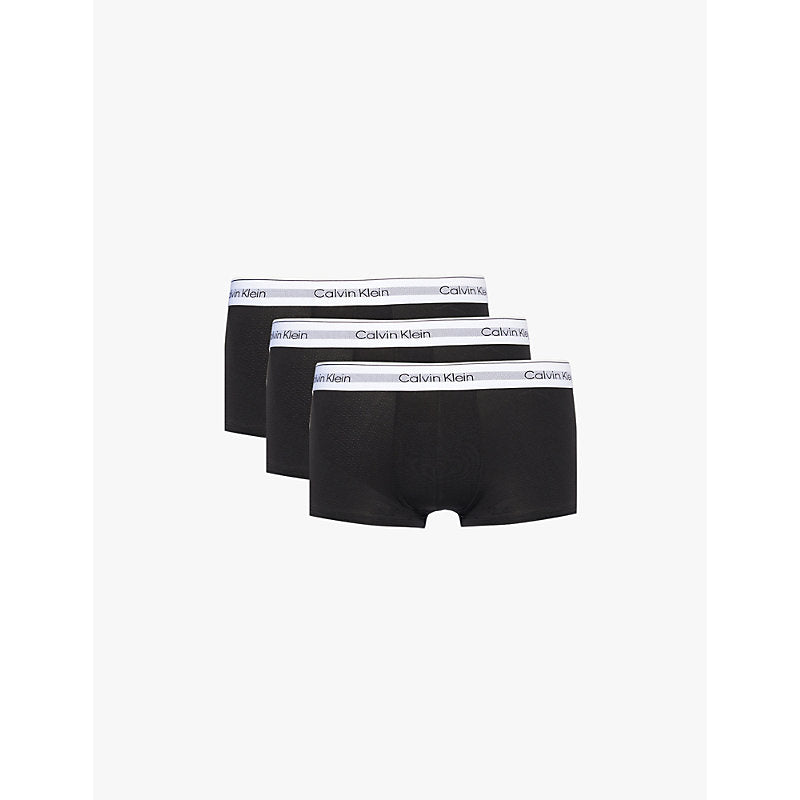 Calvin Klein Logo-waistband pack-of-three stretch-modal trunks