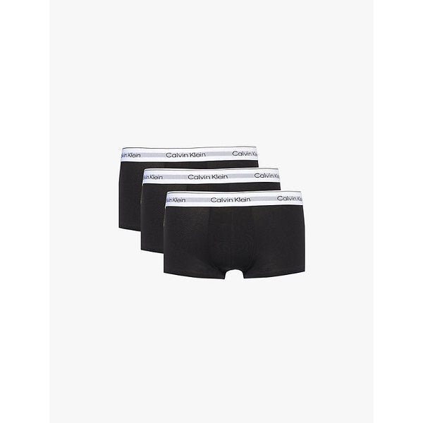 Mens Calvin Klein Logo-waistband pack-of-three stretch-modal trunks