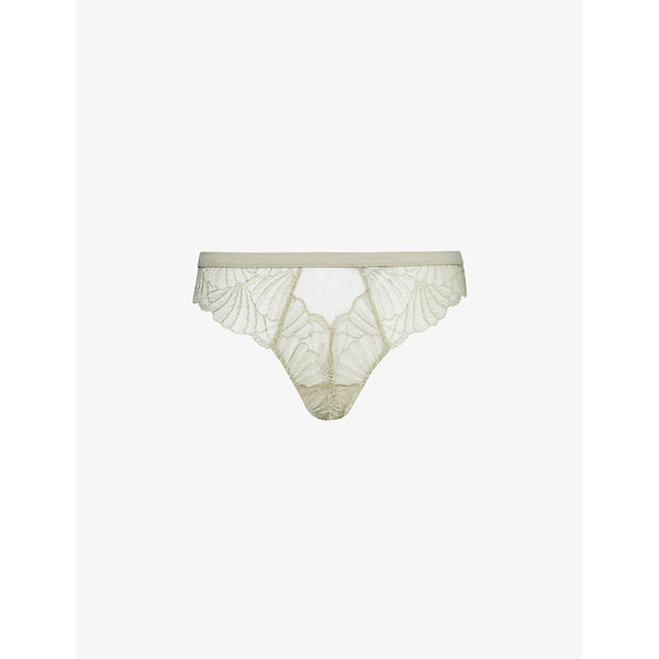 Calvin Klein Mid-rise sheer lace thong | LYBSTORE