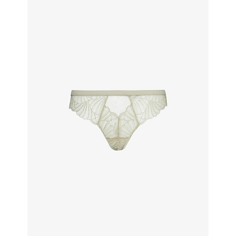 Calvin Klein Mid-rise sheer lace thong | LYBSTORE