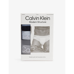 Mens Calvin Klein Modern Structure pack of three stretch-recycled-cotton blend briefs