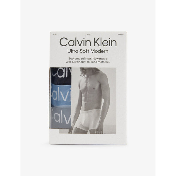 Calvin Klein Ultra-Soft Modern mid-rise pack of three stretch-reprocessed-modal trunks