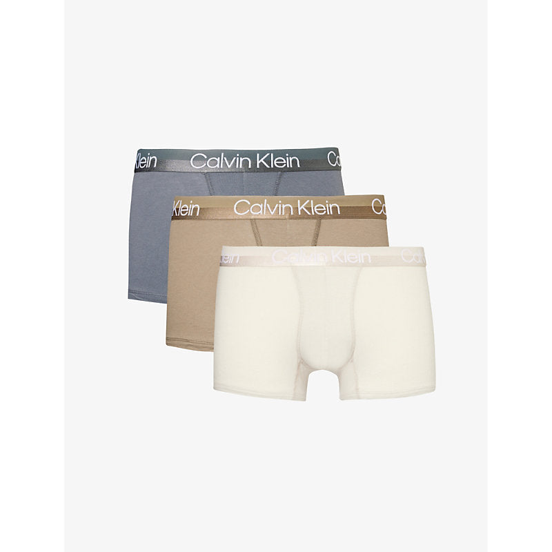 Calvin Klein pack of three recycled cotton-blend trunks | LYBSTORE