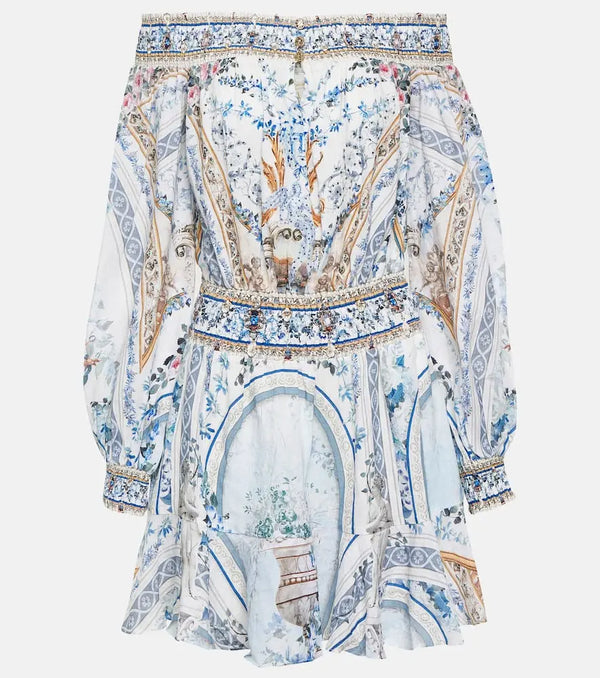 Camilla Embellished floral off-shoulder minidress | LYBSTORE