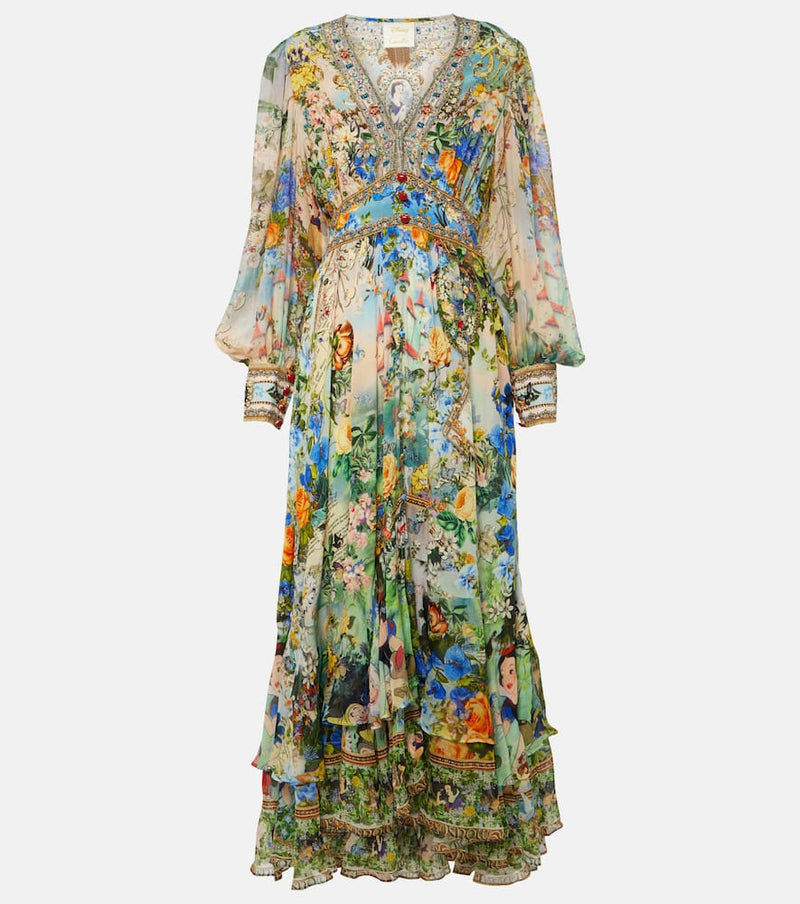 Camilla Embellished printed silk maxi dress