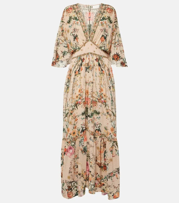 Camilla Floral embellished silk maxi dress | LYBSTORE