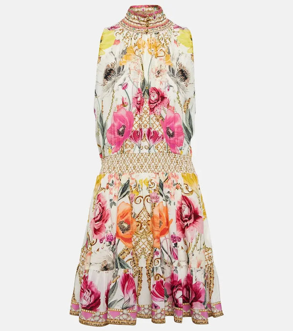 Camilla Floral embellished silk minidress | LYBSTORE