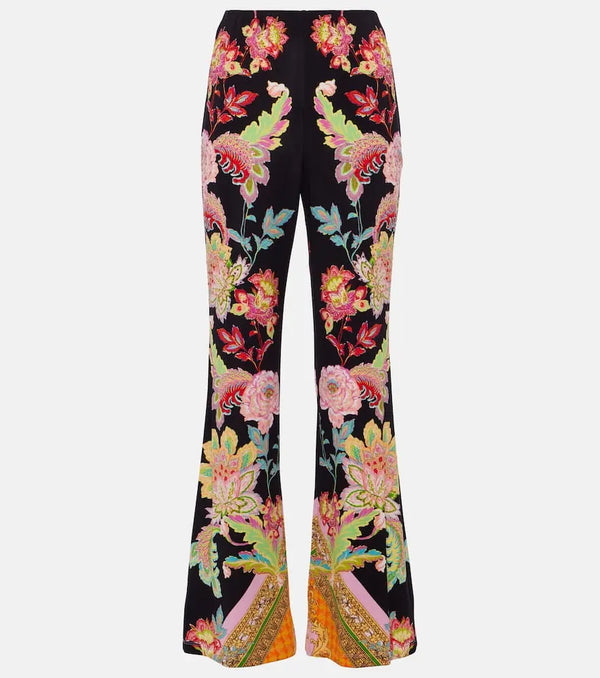 Camilla Floral high-rise jersey flared pants | LYBSTORE