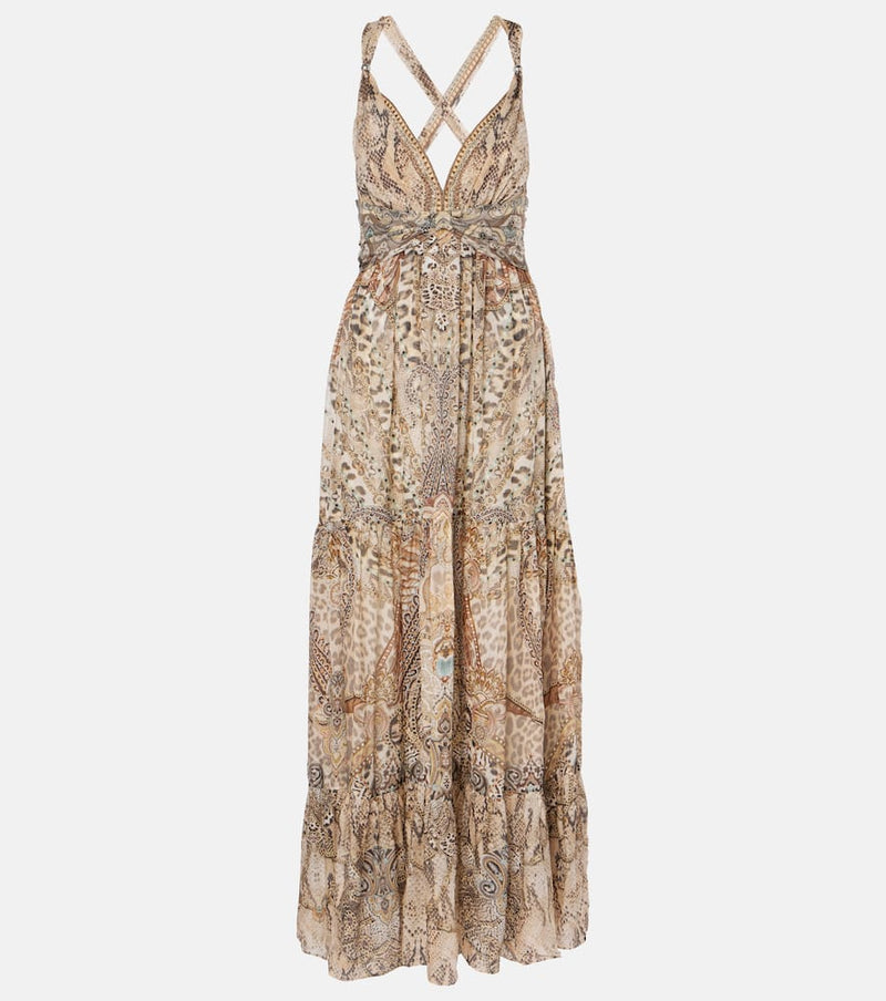 Camilla Throne Room gathered silk maxi dress | LYBSTORE