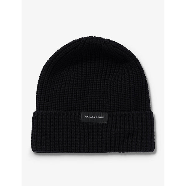 Canada Goose Brand-patch folded-brim wool-knit beanie