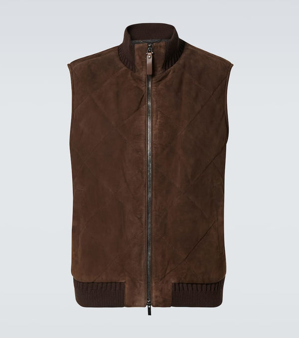 Canali Quilted suede vest