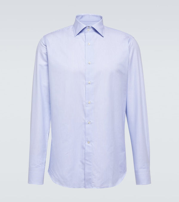 Canali Striped cotton poplin shirt