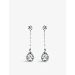 Carat London Bee borderset pear-shaped sterling silver and cubic zirconia drop earrings