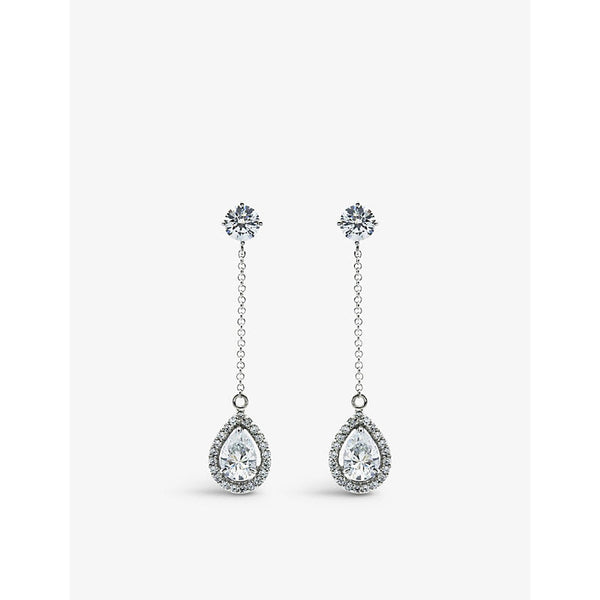 Womens Carat London Bee borderset pear-shaped sterling silver and cubic zirconia drop earrings