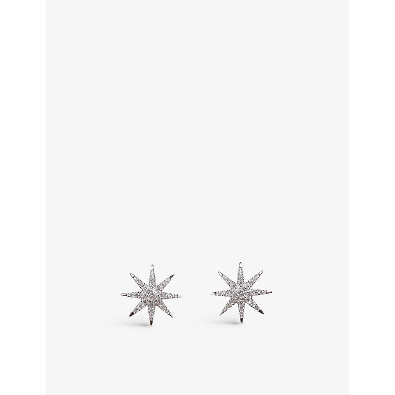 Carat London Vega star-shaped sterling silver and cubic zirconia stud earrings