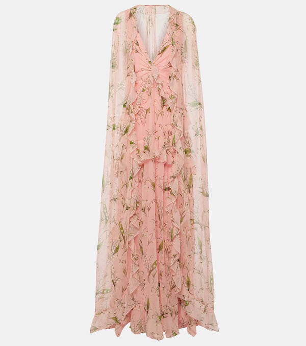 Carolina Herrera Caped floral silk gown | LYBSTORE