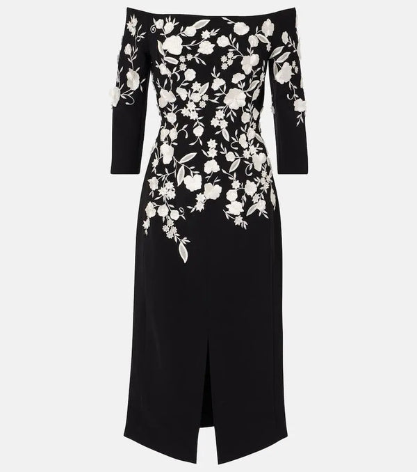 Carolina Herrera Embroidered off-shoulder midi dress