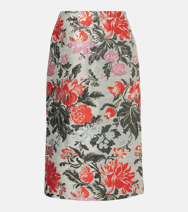 Carolina Herrera Floral jacquard pencil skirt | LYBSTORE